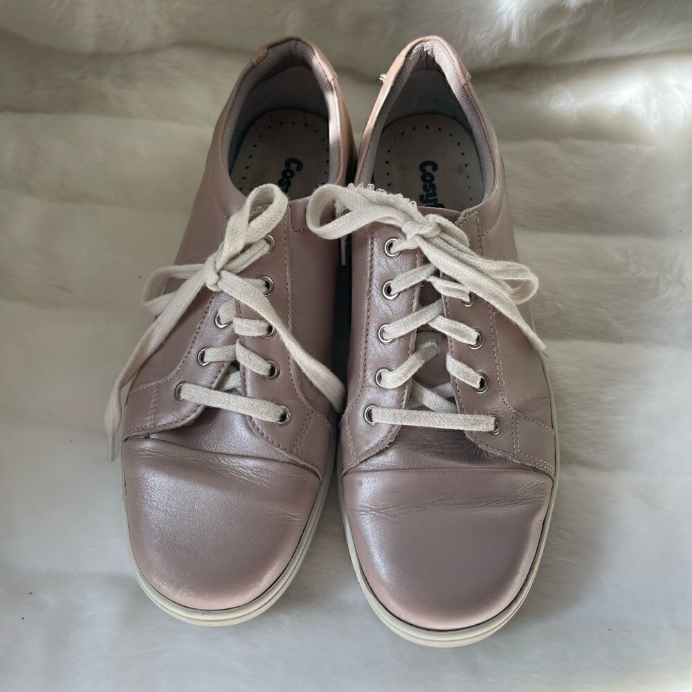 Cosifeet JoJo leather pearl blush pink sneakers diabetic Orthotic size US10